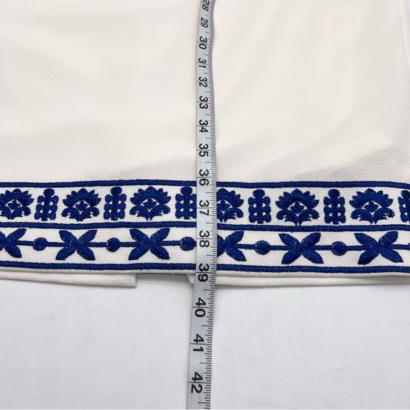 Katherine Kelly Embroidered Sleeveless Sheath Dress Scoop Neck White Blue Sz 14 - Picture 7 of 7